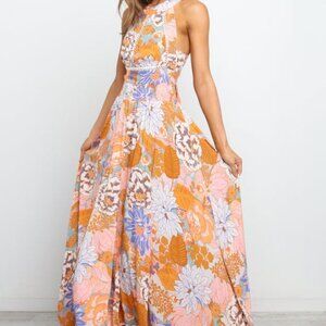 Petal & Pup Floral Maxi Dress - Pink, Orange, Blue
